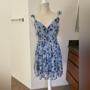 Floral Blue Mini Flowy Dress